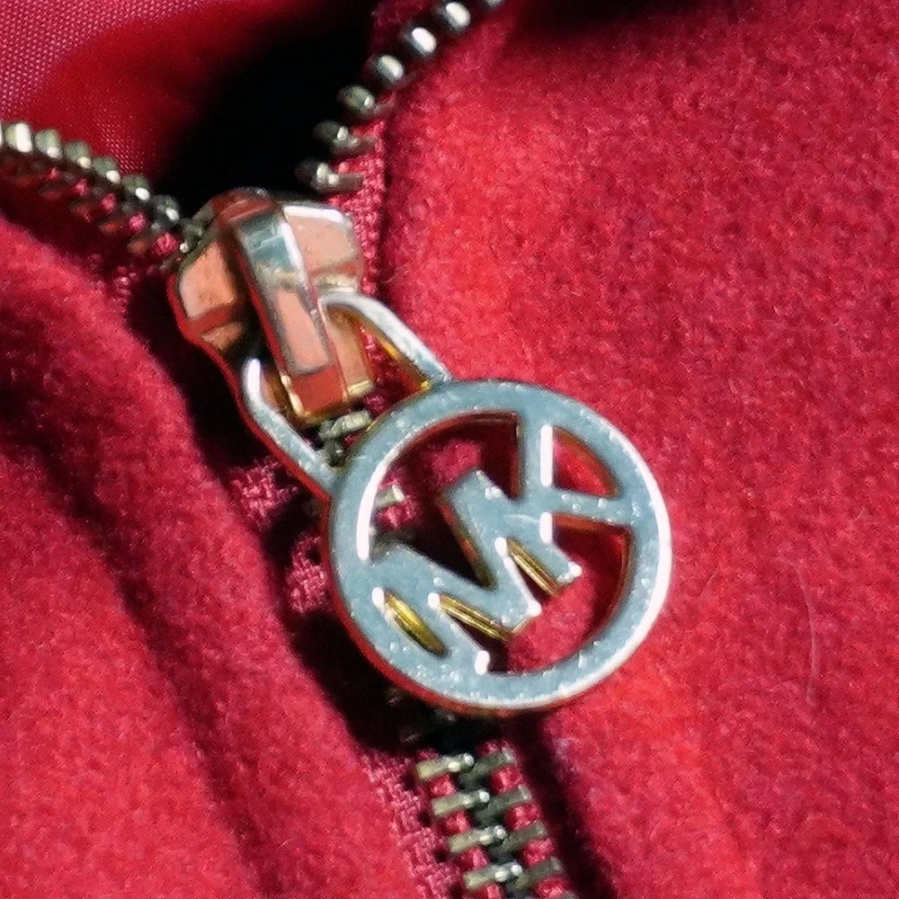 Michael Kors Ruby Red Wool Hooded Zip Coat Jacket 0X L Designer Quiet‎ Luxury